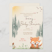 Invitation Le Baby shower forestier Fox (Devant / Derrière)
