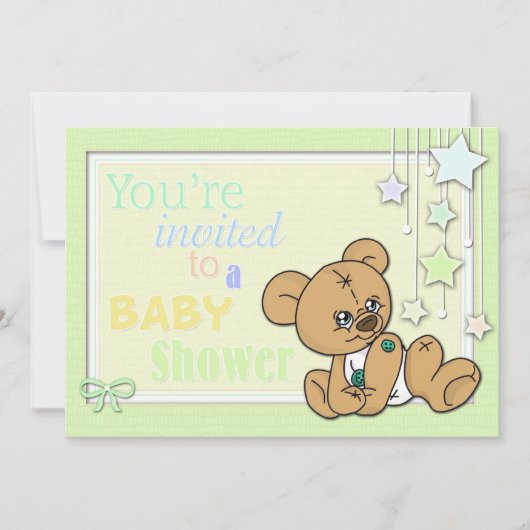 Invitation Le baby shower invitent des ours de bouton (Devant)