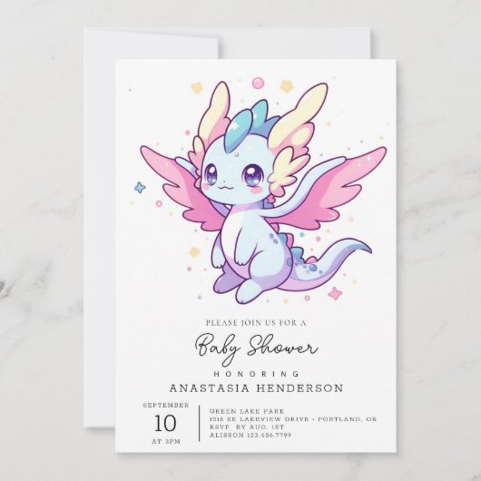 Invitation Le Baby shower mythique du Dragon moderne (Devant)