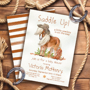 Invitation Le Baby shower occidental Little Cowboy Pony