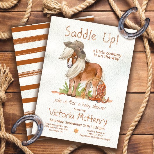 Invitation Le Baby shower occidental Little Cowboy Pony
