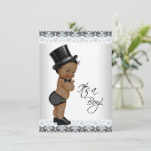 Invitation Le Baby shower pour petits garçons ethniques (Debout devant)