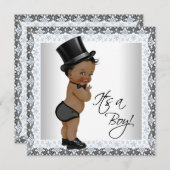 Invitation Le Baby shower pour petits garçons ethniques (Devant / Derrière)