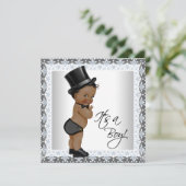 Invitation Le Baby shower pour petits garçons ethniques (Debout devant)