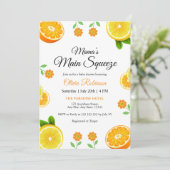 Invitation Le Baby shower principal d'agrumes orange de Mama (Debout devant)