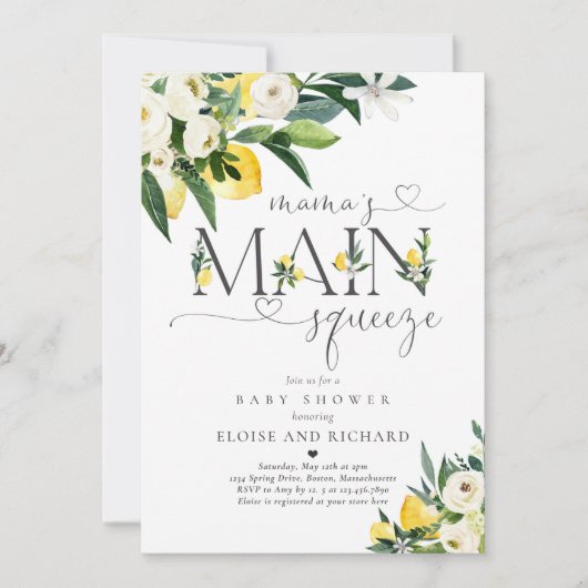 Invitation Le Baby shower principal de Squeeze Citrus Mama (Devant)
