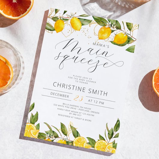 Invitation Le Baby shower principal de Squeeze de Lemon Mama