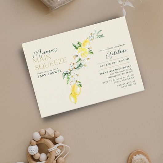 Invitation Le Baby shower principal de Squeeze Pale Yellow Le