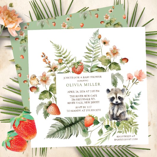 Invitation Le Baby shower Raccoon de la nature