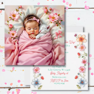 Invitation Le Baby shower rose de la douce fille