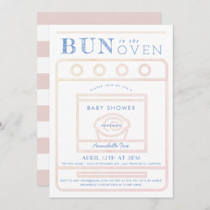 Invitation Le Baby shower rose de la fille au four