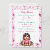 Invitation Le Baby shower rose floral de la fille (Devant)