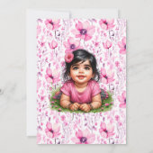 Invitation Le Baby shower rose floral de la fille (Dos)