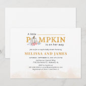 Invitation Le Baby shower rose floral du citrouille Couple (Devant / Derrière)