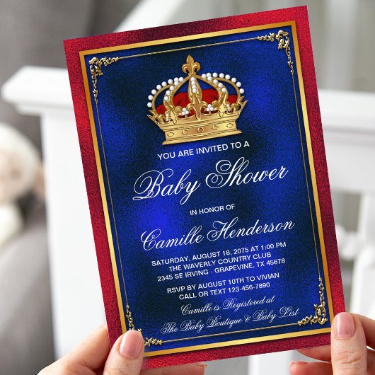 Invitation Le Baby shower Royal élégant