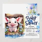 Invitation Le Baby shower rustique de soie baryare de porc (Devant / Derrière)