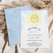 Invitation Le Baby shower Soleil Arrive Ici Le Bleu Fils