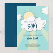 Invitation Le Baby shower Son Boy est ici moderne (Devant / Derrière)