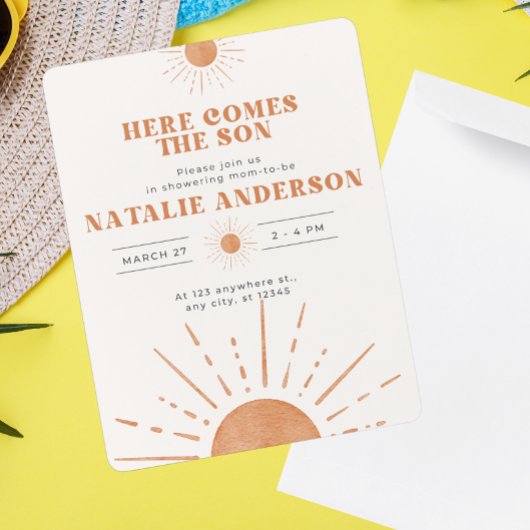 Invitation Le Baby shower Son Orange Sunshine