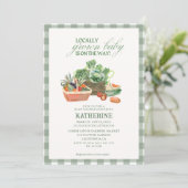 Invitation Le baby shower vert cultivé localement (Debout devant)