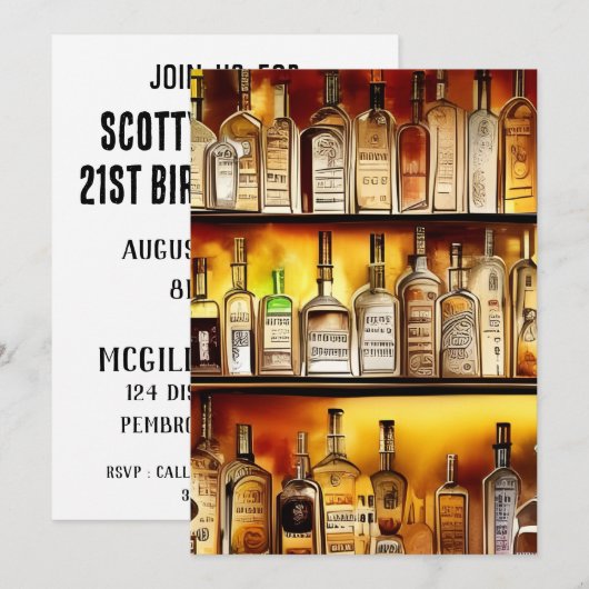 Invitation Le Back Bar Artistic Watercolor Party (Devant / Derrière)