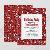 Invitation Le Bandana rouge de Paisley a inspiré l'invitation (Devant / Derrière)