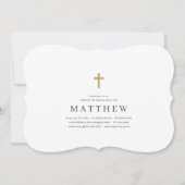 Invitation Le Baptême Pour Lui | Croix d'or simple et moderne (Devant)