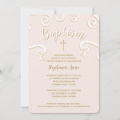 Invitation Le baptême se répand en rose et en or (Devant)