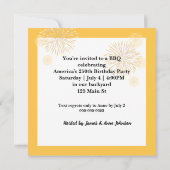 Invitation Le barbecue pour le 250e anniversaire de l'Amériqu (Dos)
