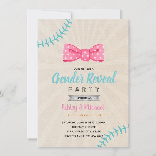 Invitation Le baseball ou l'archet sexe révèlent l'invitation (Devant)