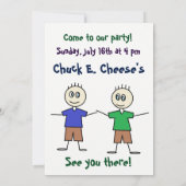 Invitation Le bâton jumeau de garçons figure l'invitation (Dos)