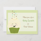 Invitation Le bébé arrosent l'invitation en verts de neutre (Devant)