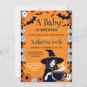 Invitation Le bébé baby shower d'Halloween est en train de br (Devant)