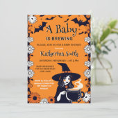 Invitation Le bébé baby shower d'Halloween est en train de br (Debout devant)