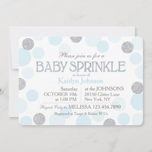 Invitation Le bébé bleu de points de dispersion de parties (Devant)