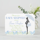 Invitation Le bébé bleu de silhouette arrosent (Debout devant)