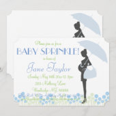 Invitation Le bébé bleu de silhouette arrosent (Devant / Derrière)