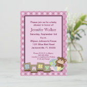 Invitation Le bébé bloque le baby shower - rose (Debout devant)