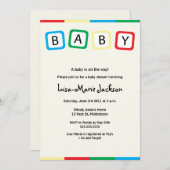Invitation Le bébé bloque l'invitation de baby shower - (Devant / Derrière)