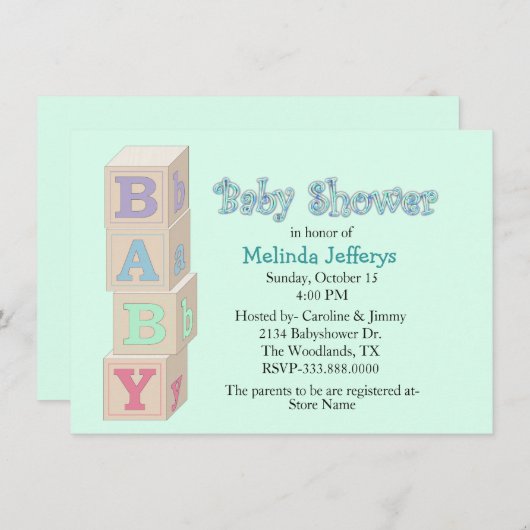 Invitation Le bébé bloque l'invitation faite sur commande de (Devant / Derrière)