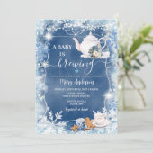 Invitation Le bébé brasse des flocons de neige Baby shower Te (Debout devant)