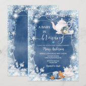 Invitation Le bébé brasse des flocons de neige Baby shower Te (Devant / Derrière)