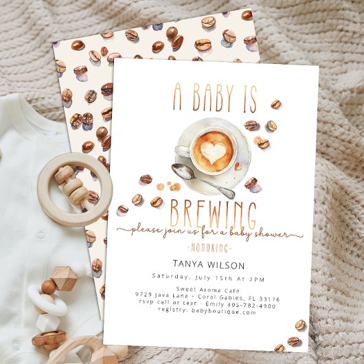 Invitation Le bébé brasse du Baby shower de café | Modifiable
