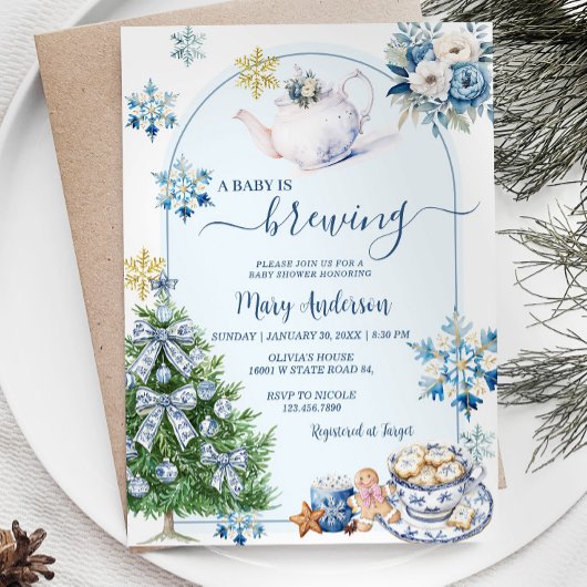 Invitation Le bébé brasse la Chinoiserie Tea Party Baby showe