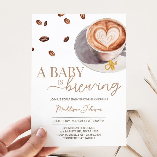 Invitation Le bébé brasse le Baby shower de café