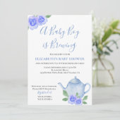 Invitation Le bébé brasse le Baby shower de garçon de thé ble (Debout devant)