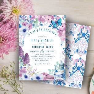 Invitation Le bébé brasse le Baby shower de la fête du thé fl