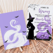 Invitation Le bébé brasse le Baby shower de sorcière violet