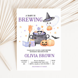 Invitation Le bébé brasse le Baby shower d'Halloween violet