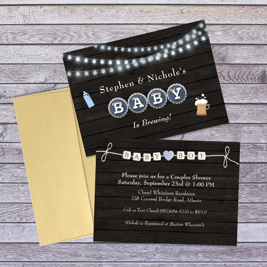 Invitation Le bébé brasse le Baby shower du garçon Couple